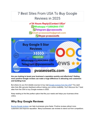 7 Best Sites From USA To Buy Google Reviews in 2025