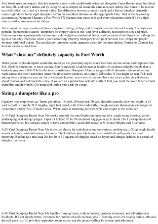 Dumpsters for Rent Near Me: Fort Worth TX Solutions by way of Dumpster Champs