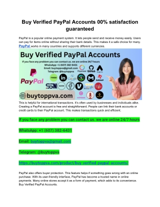 Buy Verified PayPal Accounts 100% satisfaction guaranteed