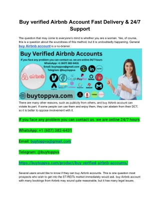 Buy verified Airbnb Account Fast Delivery & 24_7 Support