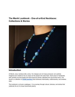 The Manik Lookbook: One-of-a-Kind Necklaces, Collections & Stories