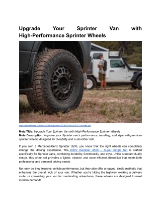 BLOG 1 _ Month 7 _  Upgrade Your Sprinter Van with High-Performance Sprinter Wheels (1)