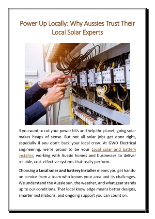 Power Up Locally Why Aussies Trust Their Local Solar Experts