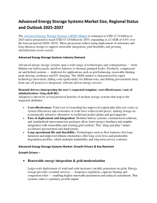 Advanced Energy Storage Systems Market