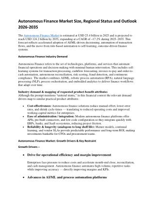 Autonomous Finance Market