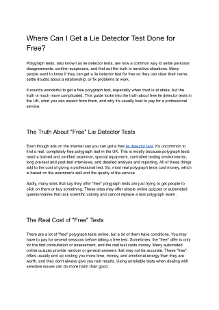 Where Can I Get a Lie Detector Test Done for Free