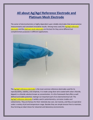 All about AgAgcl Reference Electrode and Platinum Mesh Electrode