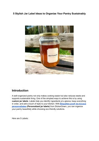 5 Stylish Jar Label Ideas to Organize Your Pantry Sustainably