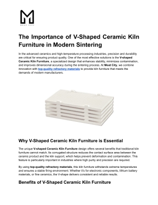 The Importance of V-Shaped Ceramic Kiln Furniture in Modern Sintering