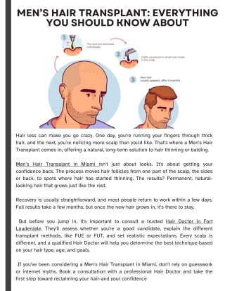 Men’s Hair Transplant Everything You Should Know About