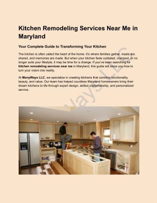 Kitchen Remodeling Services Near Me in Maryland