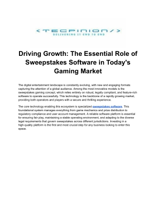 Driving Growth_ The Essential Role of Sweepstakes Software in Today's Gaming Market