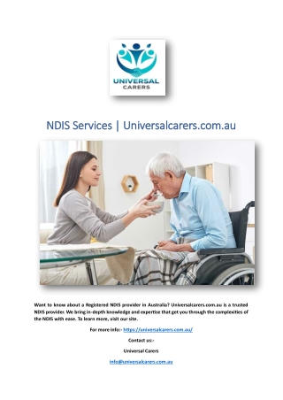 NDIS Services | Universalcarers.com.au