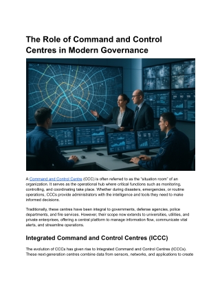 The Role of Command and Control Centres in Modern Governance