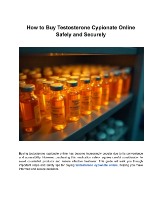 How to Buy Testosterone Cypionate Online Safely and Securely!
