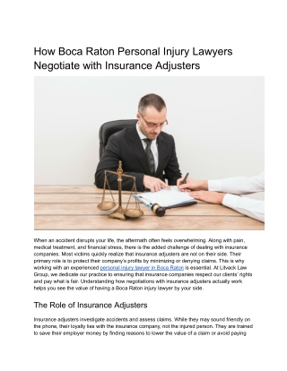 How Boca Raton Personal Injury Lawyers Negotiate with Insurance Adjusters