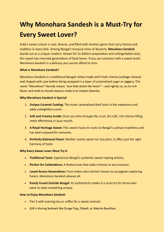 Why Monohara Sandesh is a Must-Try for Every Sweet Lover?