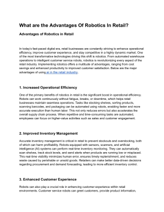 What are the Advantages Of Robotics In Retail_