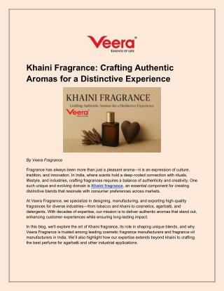 Khaini Fragrance Crafting Authentic Aromas for a Distinctive Experience