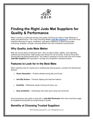 Finding the Right Judo Mat Suppliers for Quality
