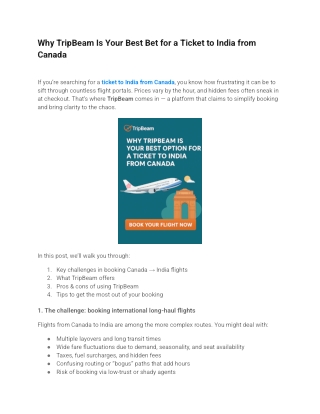 Why TripBeam Is Your Best Bet for a Ticket to India from Canada