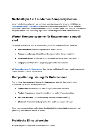 Effiziente Kompostsysteme für Unternehmen entdecken