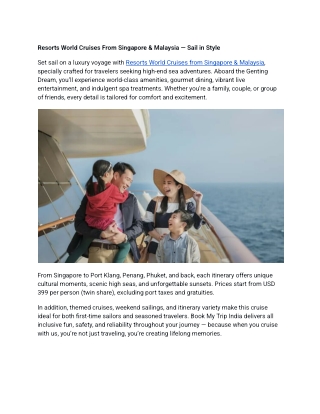 Resorts World Cruises From Singapore & Malaysia — Sail in Style