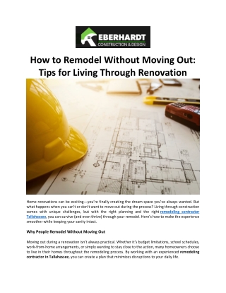 How to Remodel Without Moving Out: Tips for Living Through Renovation