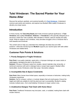 Tulsi Vrindavan_ The Sacred Planter for Your Home Altar