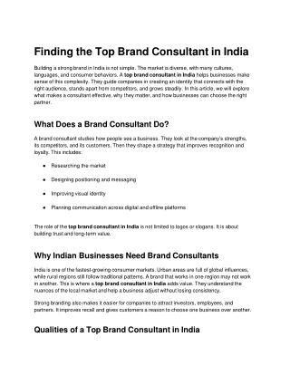 Top brand consultant in India