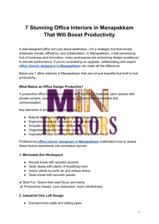 7 Stunning Office Interiors in Manapakkam That Will Boost Productivity