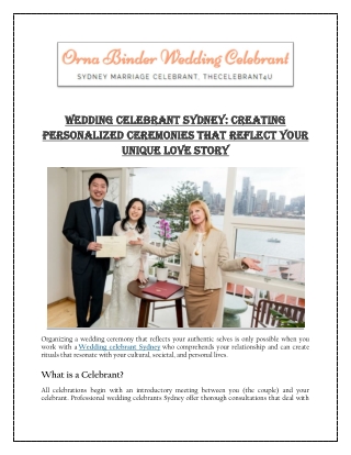 Wedding Celebrant Sydney: Creating Personalized Ceremonies That Reflect Your Uni