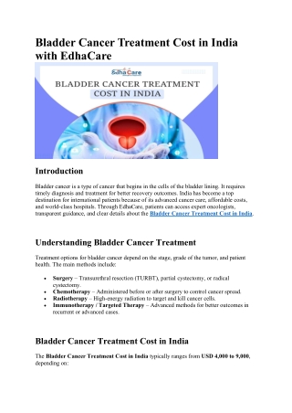 Bladder Cancer Treatment Cost in India with EdhaCare