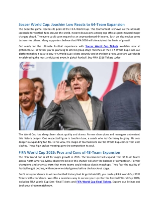 Soccer World Cup Joachim Low Reacts to 64-Team Expansion