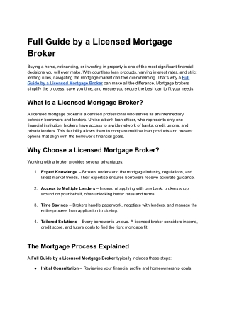 Full Guide by a Licensed Mortgage Broker