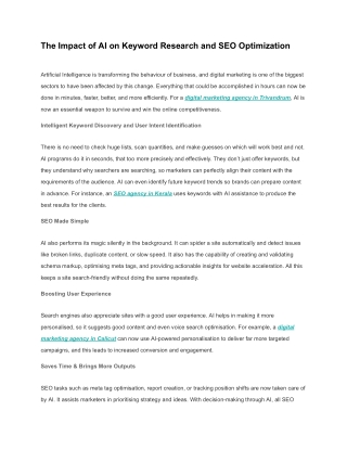 The Impact of AI on Keyword Research and SEO Optimization