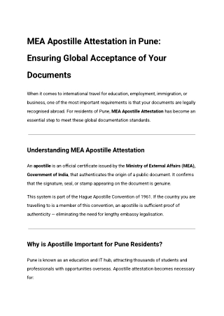 MEA Apostille Attestation in Pune_ Ensuring Global Acceptance of Your Documents