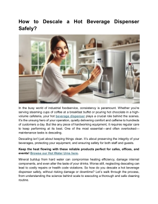How to Descale a Hot Beverage Dispenser Safely