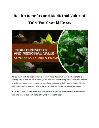 Health Benefits and Medicinal Value of Tulsi You Should Know