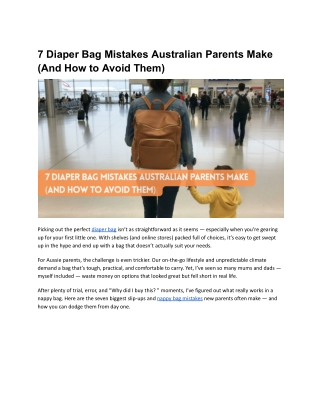 7 Diaper Bag Mistakes Australian Parents Make