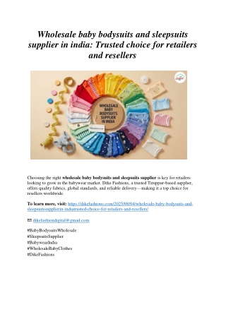 Wholesale baby bodysuits and sleepsuits supplier in india