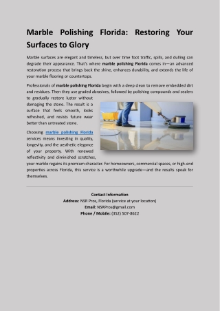 Marble Polishing Florida