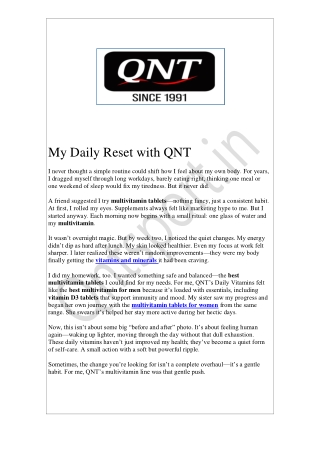 My daily reset with QNT