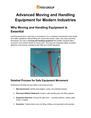 Advanced Moving and Handling Equipment for Modern Industries