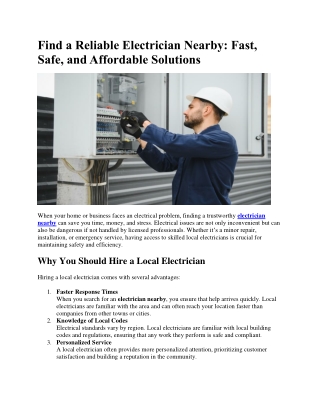 Find a Reliable Electrician Nearby