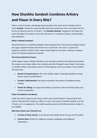 How Shankha Sandesh Combines Artistry and Flavor in Every Bite?