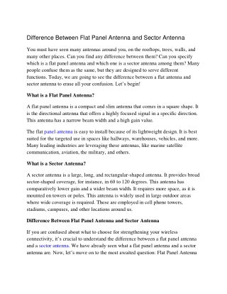 Difference Between Flat Panel Antenna and Sector Antenna