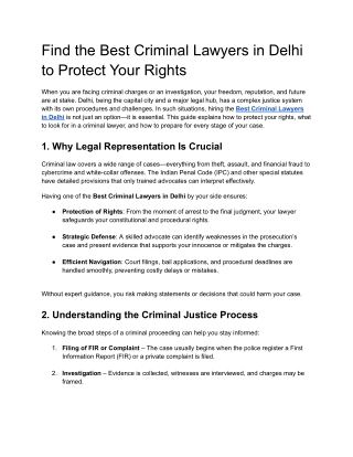 Find the Best Criminal Lawyers in Delhi to Protect Your Rights
