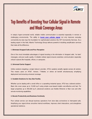 Top Benefits of Boosting Your Cellular Signal in Remote and Weak Coverage Areas