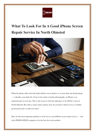 What To Look For In A Good iPhone Screen Repair Service In North Olmsted